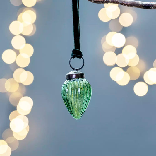 Ribbed Gourd Decoration Green With Velvet Loop