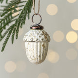 Mini Antique White & Gold Acorn Bauble