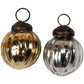 Mini Ribbed Baubles Antique Silver & Gold - Set of 10