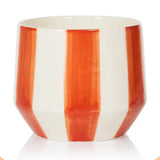 Orange & White Stripy Ceramic Indoor Plant Pot