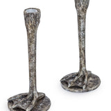 Antique Silver Bird Leg Candleholders