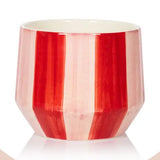 Red & Pink Stripy Ceramic Indoor Plant Pot