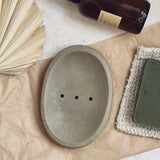 Concrete Oval Soap Dish Sage