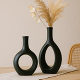 Modern Black Ceramic Sculptural Vase  Medium 20cm