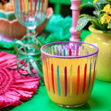 Striped Multi Colored Glass Tumbler