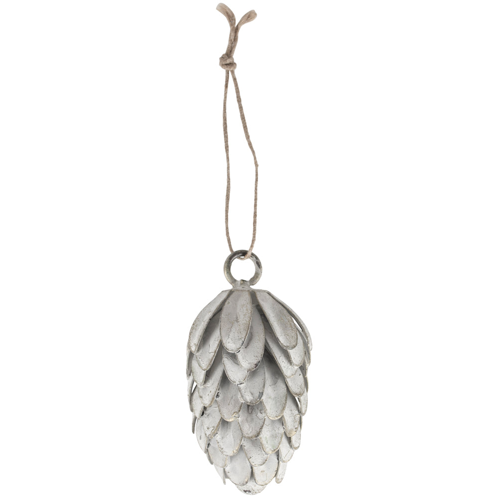 Vintage White Pinecone Bauble