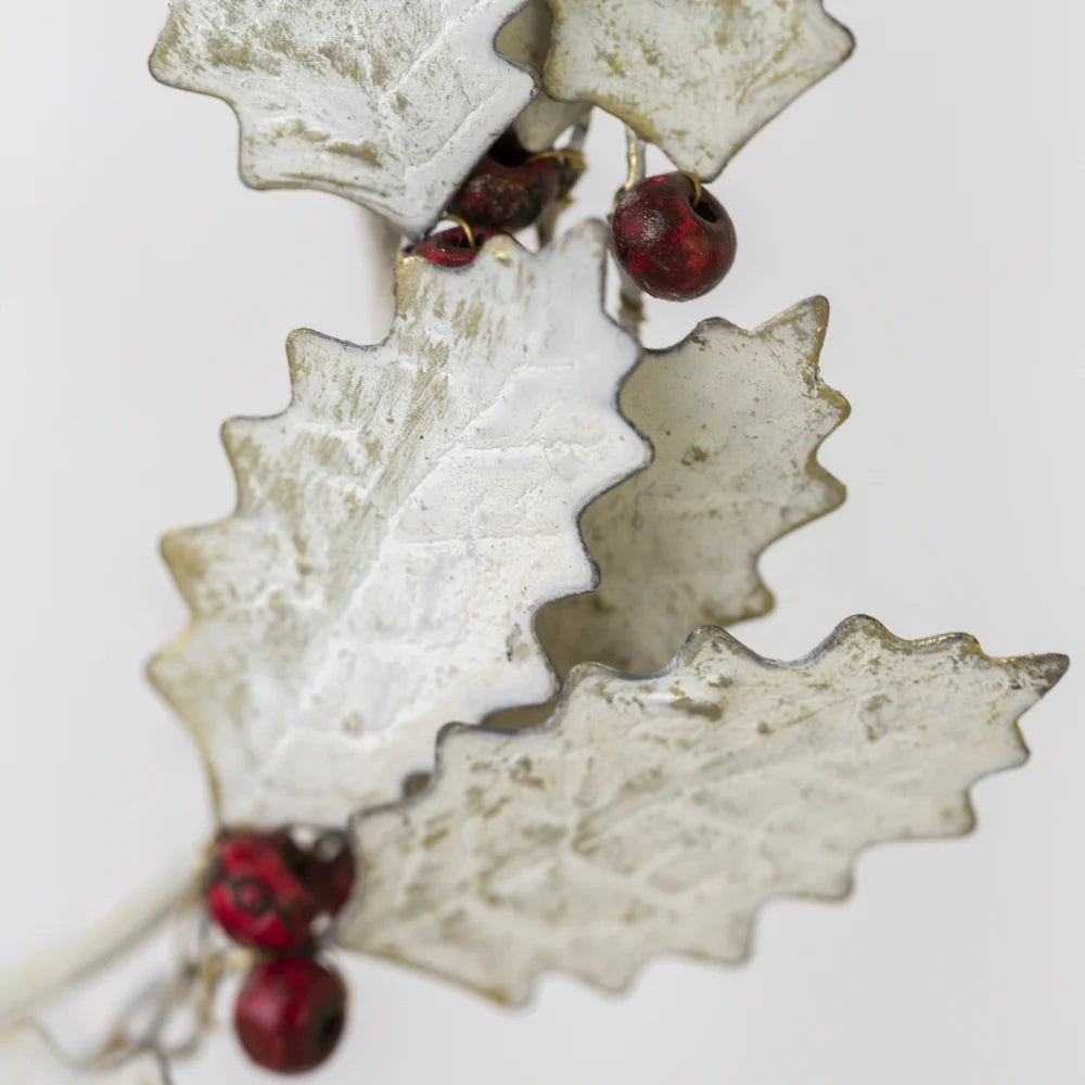 White Holly Wreath with Red Berries