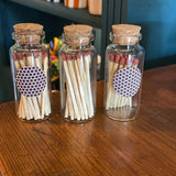 Minimalist Glass Match Bottle with Striker | Cork Lid