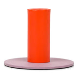 Tall 6cm Two-Tone Orange Flame & Venetian Pink Metal Candleholder