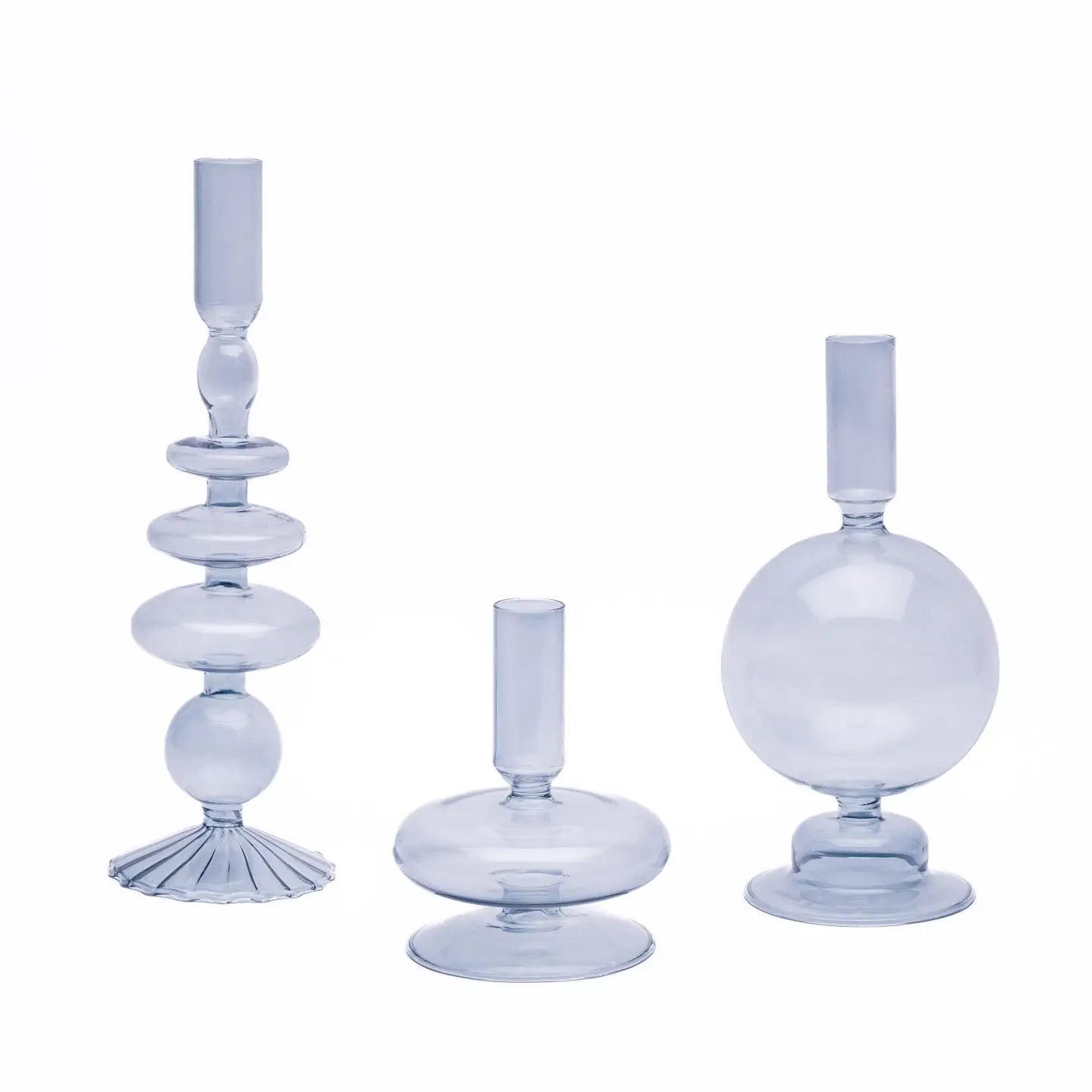 Small Glass Candleholder - Grey