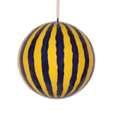 Stripe Papier-Mâché Bauble 7cm, Navy & Yellow