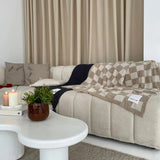 The Teddy Throw - 100% Recycled - Checkered Cream