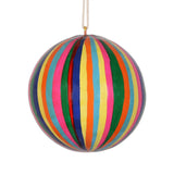 Narrow Stripe Papier-Mâché Bauble 7cm, Multi