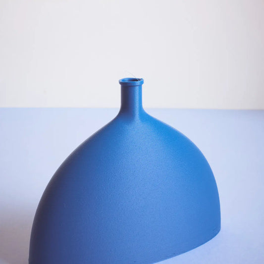 Recycled Flat Hemisphere Vase - Cobalt Blue