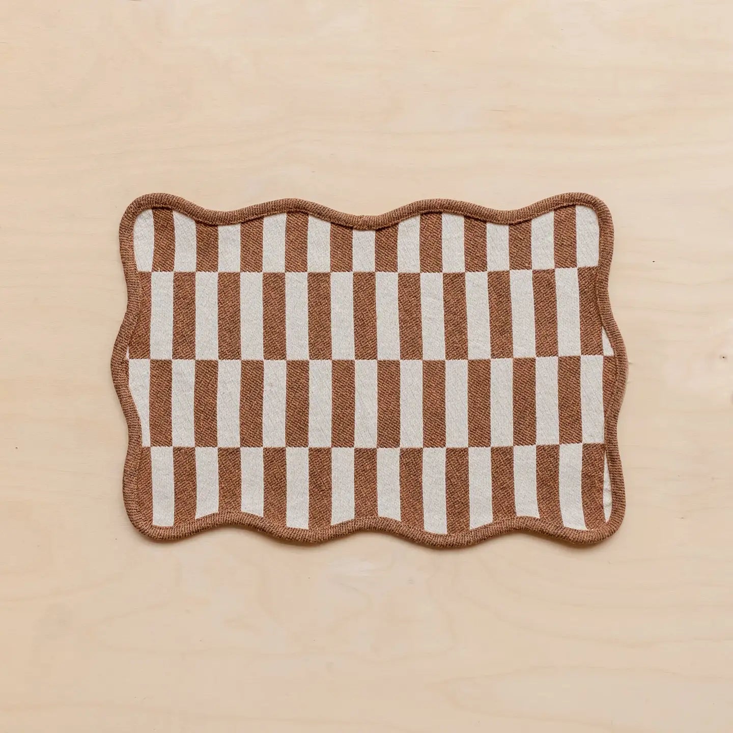 Cotton Placemats Set of 2 in Camel Checkerboard