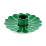 Enamel Flat Flower Candle Holder - Dark Green