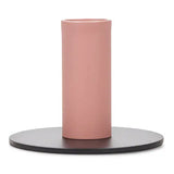 Tall 6cm Two-Tone Jet Black & Old Rose Metal Candleholder
