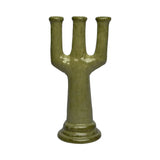Pottery Khaki Candlestick Holder W18.4 D14.3 H38.5cm