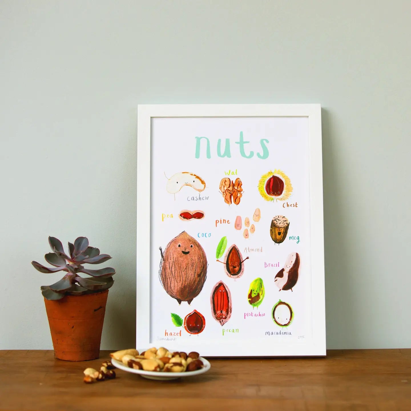 Framed Nuts Art Print - A4