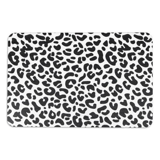 Leopard Print White Stone Bath Mat