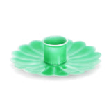 Enamel Flat Flower Candle Holder - Green