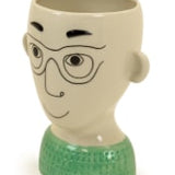 Ceramic Doodle Man's Face Vase - Glasses