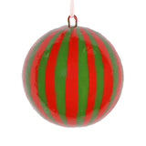 Stripe Papier-Mâché Bauble 7cm, Green & Red