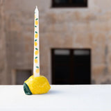 Hand-Painted Lemon Ceramic Candle Holder - 6cm