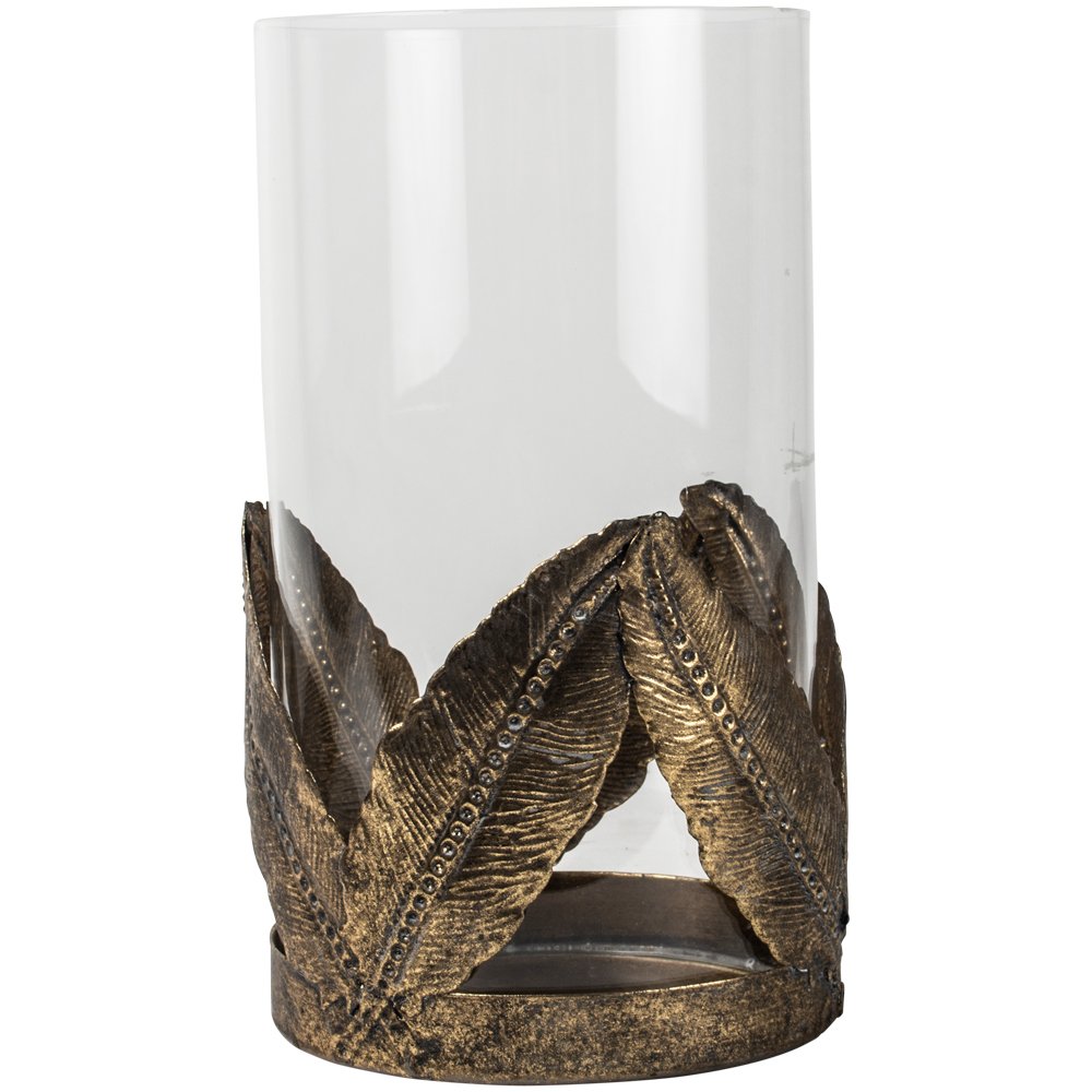 Golden Leaves Hurricane Lamp