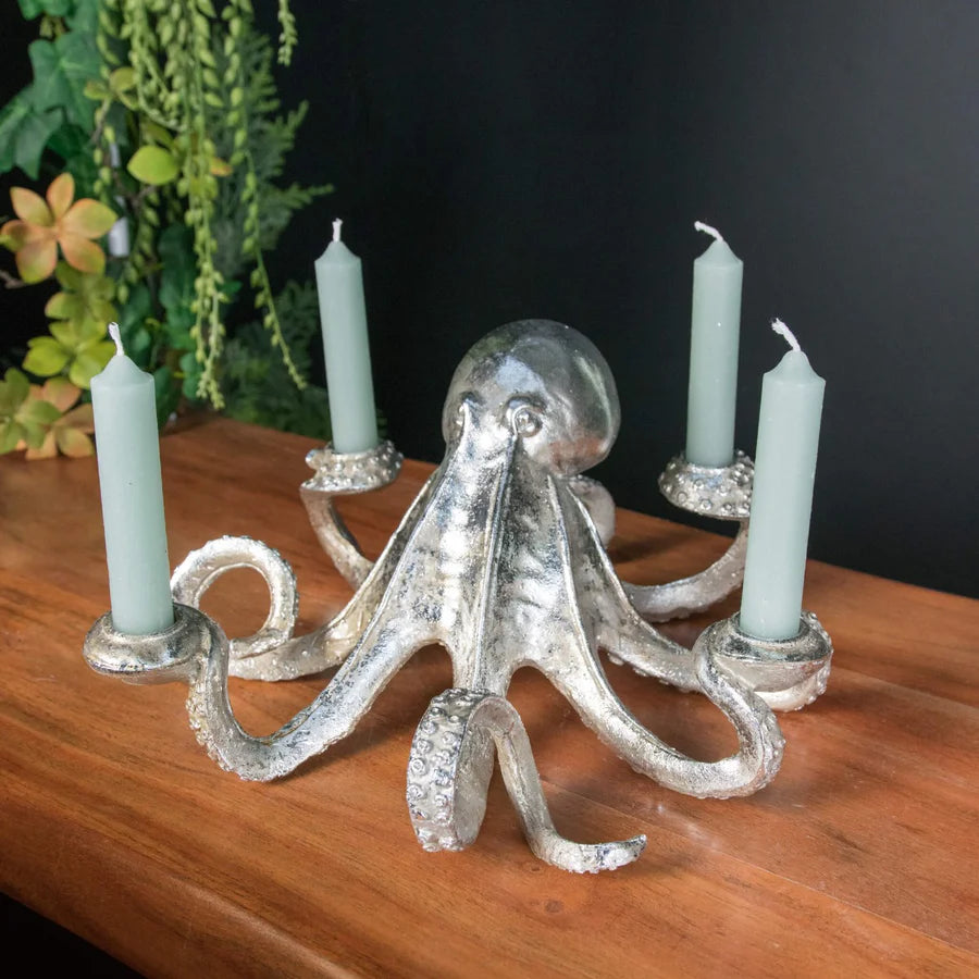 Silver Octopus Candleholder