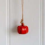Orange Hanging Stoneware Pumpkin L3cm / W2cm / H2cm