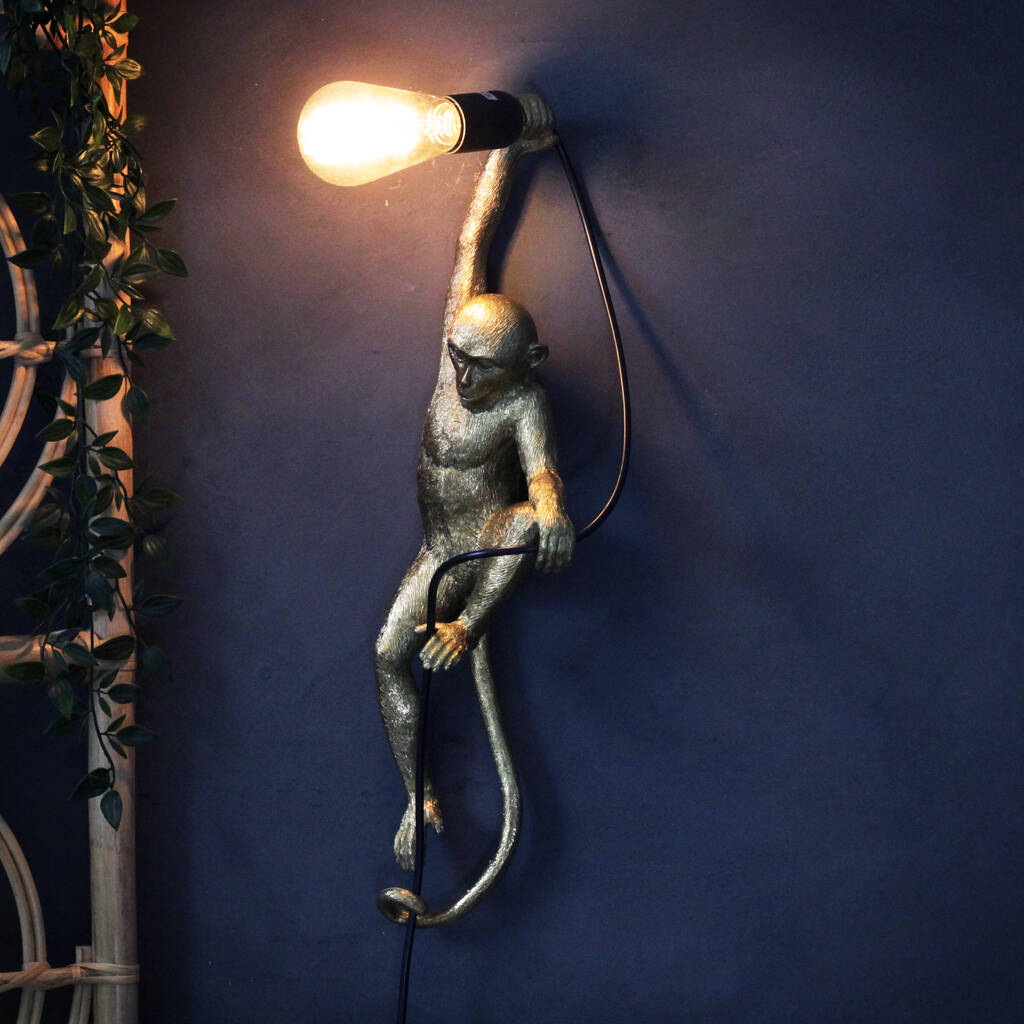 Gold Monkey Wall Lamp