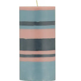 15 cm Tall Striped Gunmetal, Opaline & Marigold pillar candle