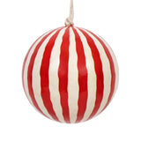 Stripe Papier-Mâché Bauble 7cm, Red & White