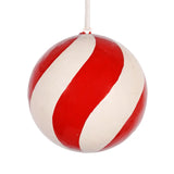 Swirl Papier-Mâché Bauble 7cm, Red & White