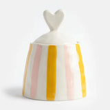 Pink/Mustard Stripe Heart Lid Jar