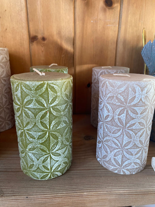 Olive Green pillar candle 110 x65 cm