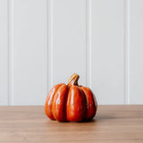 Small Burnt Orange Stoneware Pumpkin L8cm / W7cm / H7cm