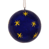 Stars Papier-Mâché Bauble 7cm, Navy & Yellow