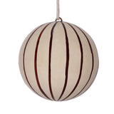 Fine Stripe Papier-Mâché Bauble 7cm, Chestnut On Natural