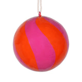 Swirl Papier-Mâché Bauble 7cm, Pink & Orange