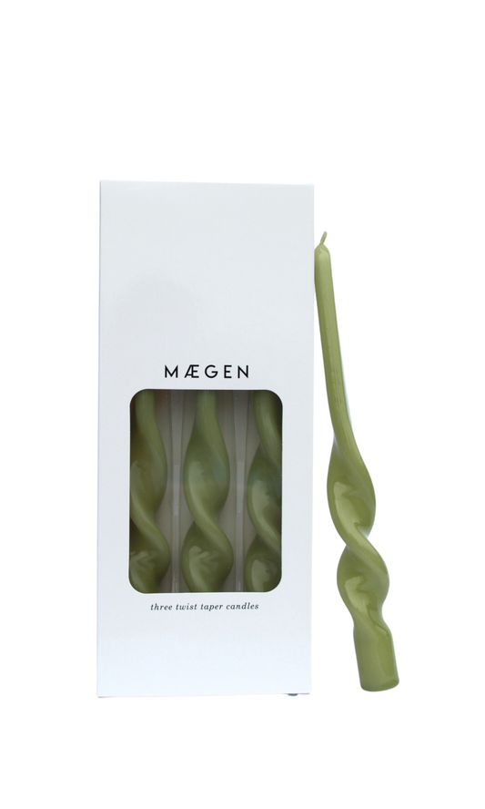 Twist Taper Candles - 3 Pack - Leaf Green