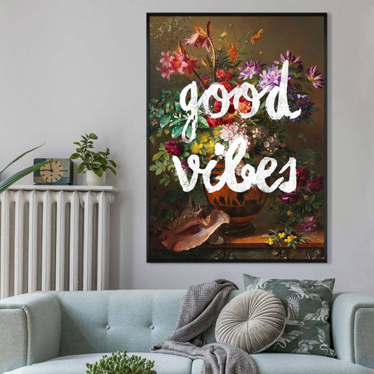 Framed Good Vibes Floral Art Print